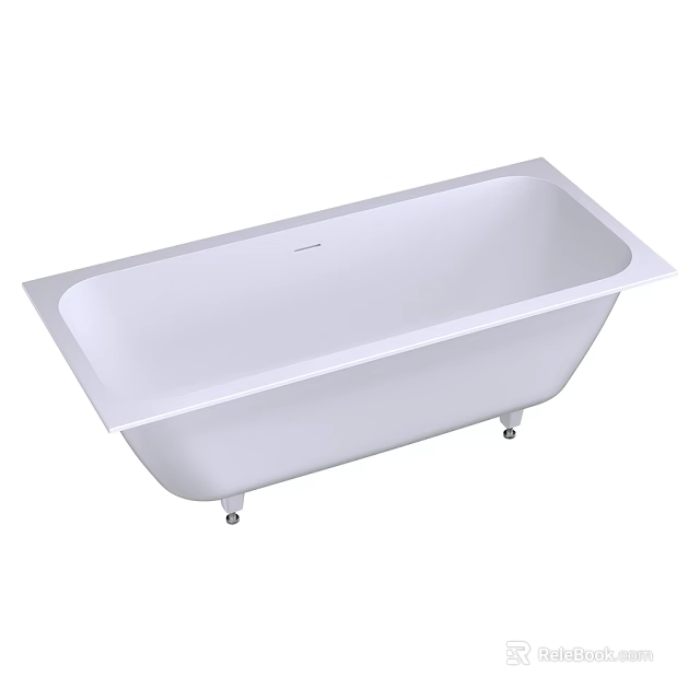 Modern White Freestanding Bathtub With Sleek Surface And Metal Legs 3d model 