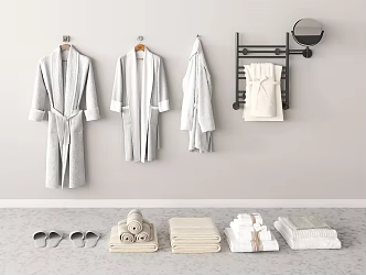 Bath towel bathrobe bathroom combination slippers towel rack 3d model