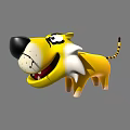 Playful Cartoon Reptile With Yellow Body Black Nose White Face And Striped Tail