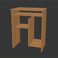 Wooden Office Desk With Simple Design And Open Shelves For Workspace Organization