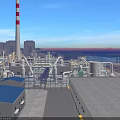 Modern Industrial Plant With Red White Chimney Large Equipment And Building Structures