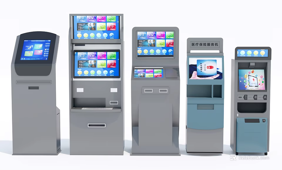 Smart Medical Service Machines With Self Service Terminals And Interactive Screens 3d model 