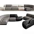 Modern Modular Sectional Sofa With Gray Black Upholstery And Curved Design 3d model