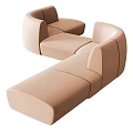Modern Beige Sectional Sofa With Curved Design For Living Room Seating