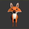 Animated Cartoon Fox Character 3D Model With Orange White Fur Standing Pose 3d model