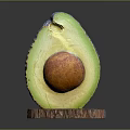 Fresh Ripe Avocado Halved with Visible Seed on Wooden Base Stand