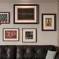 Photo Wall With Various Framed Artworks In Different Styles For Living Room Decorative Arrangement