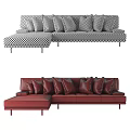 Modern Upholstered Sectional Sofa With Plush Pillows And Spacious Seating Design 3d model