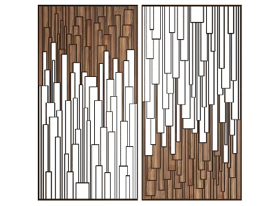 Modern Wooden and White Room Divider with Geometric Vertical Lines for Interior Decoration 3d model