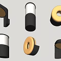 Modern Decorative Wall Lamps With Different Shapes And Black White Finishes Mounted On Gray Wall