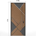 Modern Wooden Swing Door With Geometric Lines And 2.1m Height Design