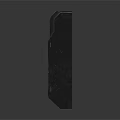 Black Industrial Equipment With Yellow Warning Label And Rugged Square Design