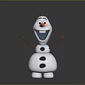 Cheerful Olaf Snowman Character With Carrot Nose Stick Arms And Stone Buttons