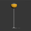 Modern Floor Lamp With Yellow Spherical Shade And Silver Pole Base