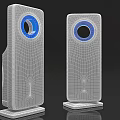 Chamasonic Modern White Standing Electric Air Cooler Fan With Blue Circular
