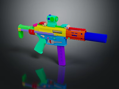 Multi Colored Toy Weapon With Aiming Scope And Vibrant Design For Kids Play 3d model