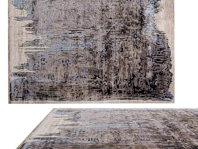 Modern Square Area Rug With Abstract Textured Design Gray And Blue Color Tones 3d model
