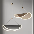 Contemporary Crescent Shaped Pendant Lights With LED Glow Hanging In Minimalist Space