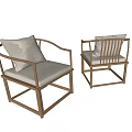 Wooden Frame Dining Chairs With Light Colored Cushions And Armrest Design