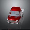 Red Commercial Truck 3D Rendering With Cab And Flatbed Body Design 3d model