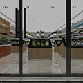 Spacious Supermarket Interior With Arranged Shelves Fruit Display Counters Various Products And Bright Lighting