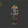 Mechanical Humanoid Robot Character With Orange Accents Black Frame And Articulated Joints