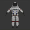 Man Wearing White Spacesuit With Red Stripes And Reflection On Dark Surface 3d model