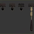 Four Vintage Metal Lock Mechanisms With Wooden Handles On Dark Background