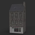 Traditional Two Story Stone Building On Commercial Street With Bakery Pastry Shop Window