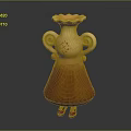 Unique Decorative Vase With Curved Handles Orange Red Body And Red Patterns