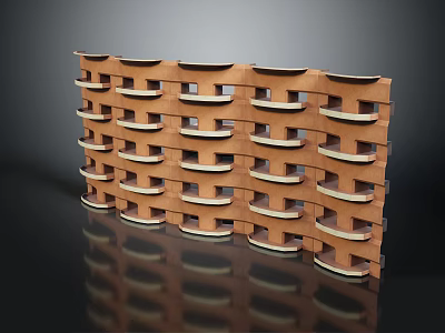 Future Architecture Design With Layered Modular Curved Structure And Wooden Beige Accents 3d model