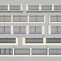 Various Fence Designs Featuring Metal Railings Ornate Patterns And White Frames 3d model