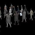 Group of Business People in Formal Attire Carrying Briefcases Walking Together