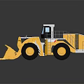 Yellow Heavy Duty Construction Loader With Large Black Tires Front Bucket And Operator Cab 3d model