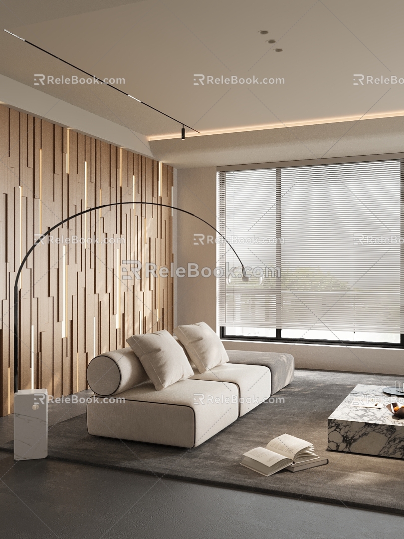 Modern living room sofa coffee table carpet decoration 3d model