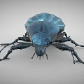 Blue Flying Beetle 3D Model With Metallic Legs And Long Antennae 3d model