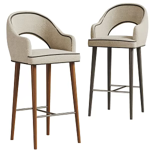 French Bar Chair Combination Antique Bar Chair Bar Stool Lamb Velvet Bar Chair Fabric Bar Chair 3d model