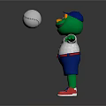 Green Creature Character Wearing Blue Cap Red Sox Shirt Blue Shorts And Red Shoes Holding Baseball