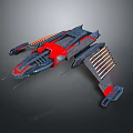 Futuristic Black and Red Spaceship With Sleek Design And Wing Structures