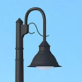 Classic Black Outdoor Street Light Featuring Elegant Lamp Shade And Sturdy Pole