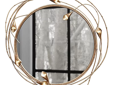 Golden Circular Wall Lamp With Branch Like Design And Bud Shaped Lights 3d model