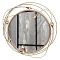 Golden Circular Wall Lamp With Branch Like Design And Bud Shaped Lights