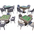 Elegant Modern Hotel Mahjong Room Interior With Green Tables And Grey Chairs