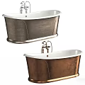 Elegant Freestanding Bathtub Designs In Copper And Silver With Vintage Faucet