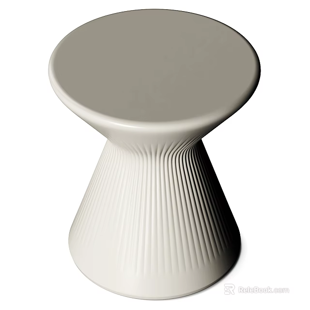 Sleek Modern White Desk With Ribbed Base And Circular Top Surface Design 3d model