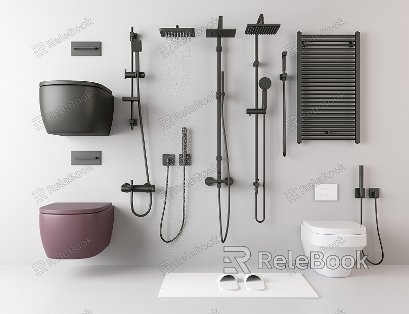 Modern Bathroom Appliances Shower Toilet Towel Rack model