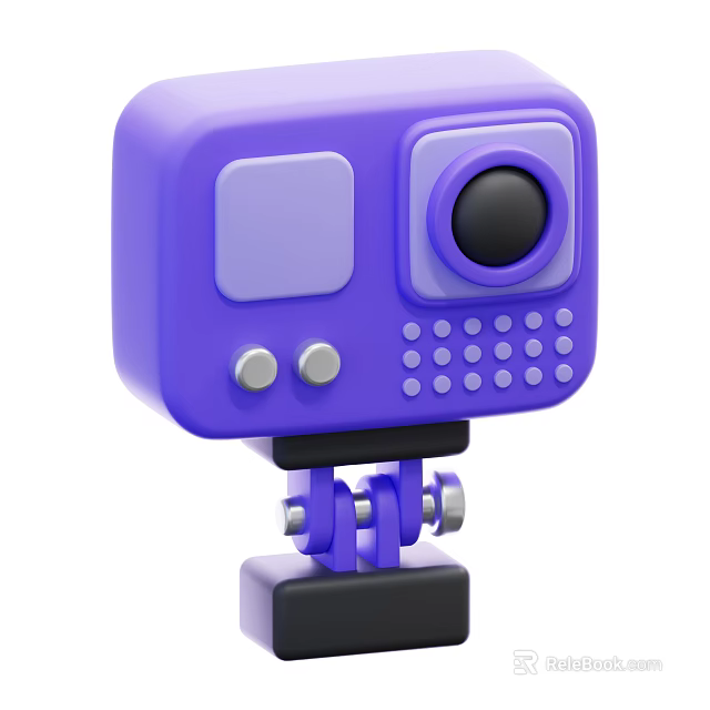 3D Purple Projection Monitoring Camera With Stand Screen And Control Buttons 3d model 