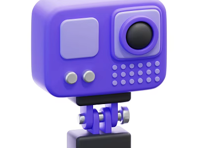 3D Purple Projection Monitoring Camera With Stand Screen And Control Buttons 3d model