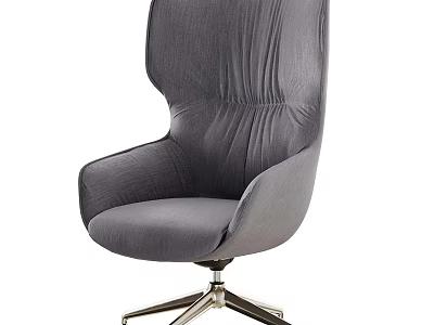 Modern Gray Fabric Accent Chair with High Back Design and Metal Swivel Base 3d model