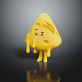 Cute Yellow Cheese Shaped Doll With Smiling Face Melted Drips And Legs